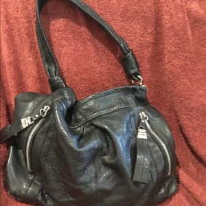 B.Makowsky black leather hobo bag